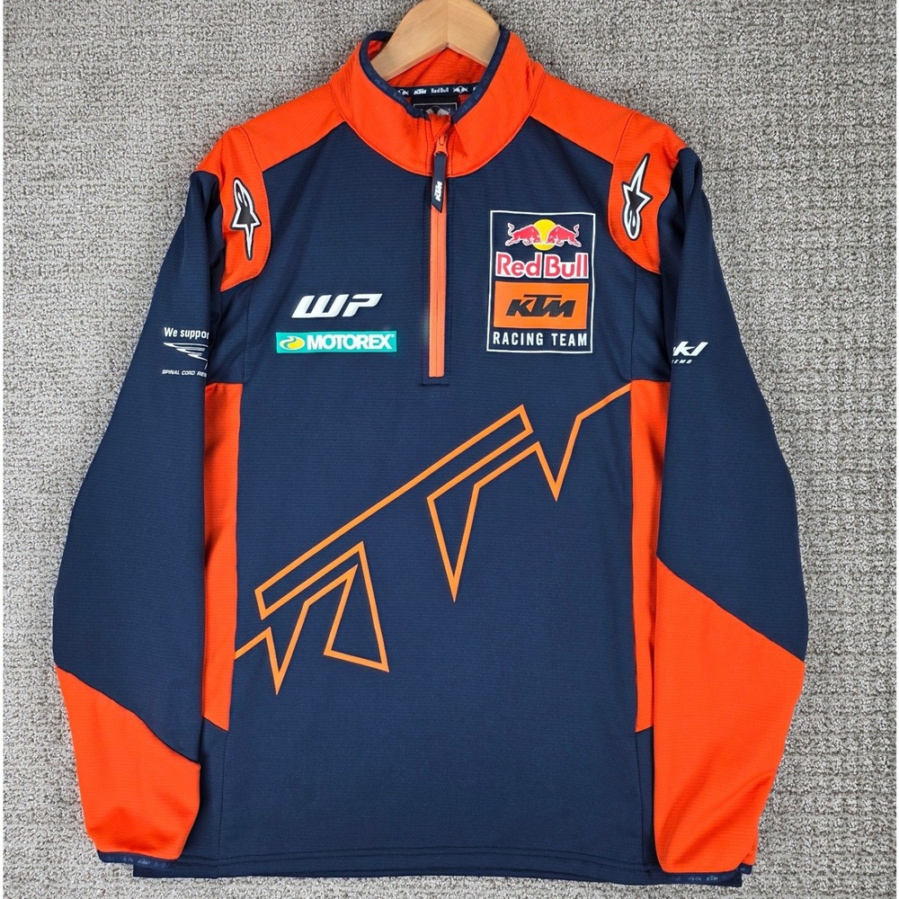 Red Bull KTM Racing Team Alpinestars Mens XL 1/4 Zip Pullover Jacket Blue Orange